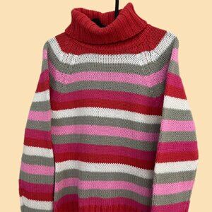 multicolored striped y2k knit turtleneck sweater